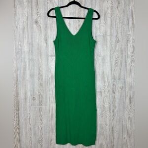 House of Harlow 1960 Kelly Green Sweater Dress Maxi Length Double V Size Large